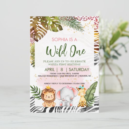 Wild One Theme Birthday Uitnodiging (Staand voorkant)