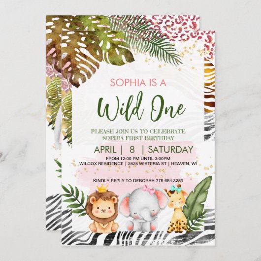Wild One Theme Birthday Uitnodiging (Voorkant / Achterkant)