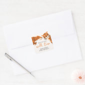 Wild One Tiger 1st Birthday Bedankt Vierkante Sticker (Envelop)