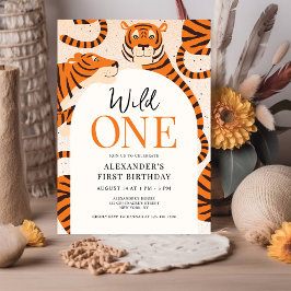 Wild One Tiger 1st Birthday Party Invitation Kaart