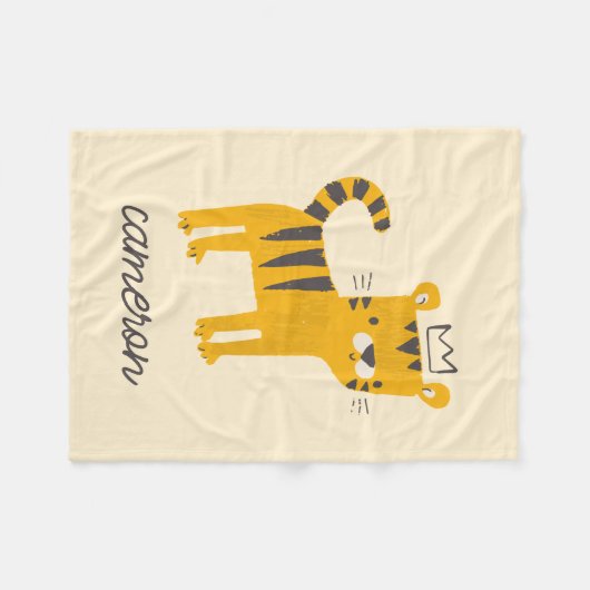 Wild One Tiger Cat Fleece Deken (Voorkant (Horizontaal))