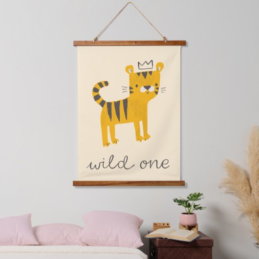 Wild One Tiger Cat Hangend Wandkleed (Slaapkamer)