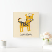 Wild One Tiger Cat Vierkante Klok (Huis)