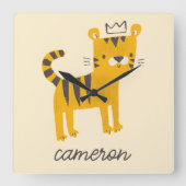 Wild One Tiger Cat Vierkante Klok (Voorkant)