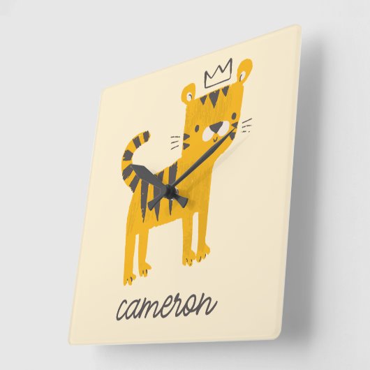 Wild One Tiger Cat Vierkante Klok (Hoek)