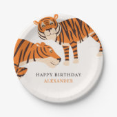 Wild One Tiger Happy Children's Birthday Papieren Bordje (Voorkant)
