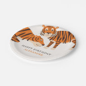 Wild One Tiger Happy Children's Birthday Papieren Bordje (Gekanteld)