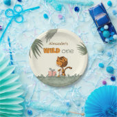 Wild One Tiger Oerwoud First Birthday Papieren Bordje (Feest)