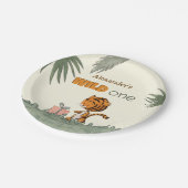 Wild One Tiger Oerwoud First Birthday Papieren Bordje (Gekanteld)