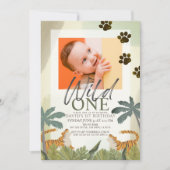 Wild One Tiger Safari Oerwoud 1ste verjaardag Foto Kaart (Voorkant)