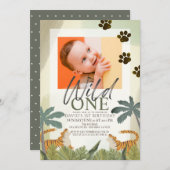 Wild One Tiger Safari Oerwoud 1ste verjaardag Foto Kaart (Voorkant / Achterkant)