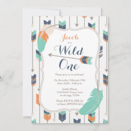 Wild ONE Tribal Arrows Verjaardagsfeest Blauw Groe Kaart