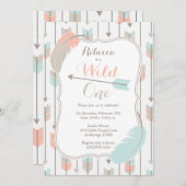 Wild ONE Tribal Arrows Verjaardagsfeest Roze Grijs Kaart (Voorkant / Achterkant)