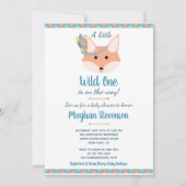 Wild One Tribal Boho Aztec Blue Boy Baby shower Kaart (Voorkant)