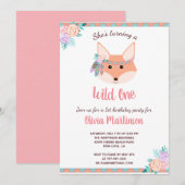 Wild One Tribal Boho Aztec Roze 1e Verjaardagsfees Kaart (Voorkant / Achterkant)