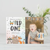 Wild One Tribal Eerste verjaardagsuitnodiging Wood Kaart (Staand voorkant)