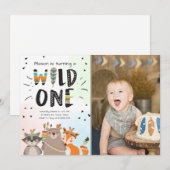 Wild One Tribal Eerste verjaardagsuitnodiging Wood Kaart (Voorkant / Achterkant)