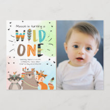 Wild One Tribal Eerste verjaardagsuitnodiging Wood
