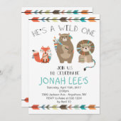 Wild One - Tribal First Birthday Invitation Kaart (Voorkant / Achterkant)