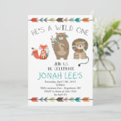 Wild One - Tribal First Birthday Invitation Kaart (Staand voorkant)
