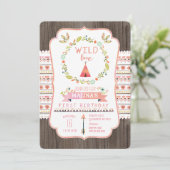 Wild One Tribal Girl Verjaardagsfeestje Uitnodigin Kaart (Staand voorkant)