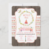 Wild One Tribal Girl Verjaardagsfeestje Uitnodigin Kaart (Voorkant)