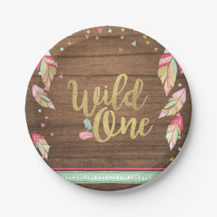 Wild One Tribal Gold Eerste Verjaardag Papier Bord