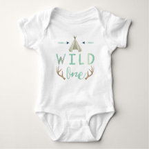 Wild One Tribal Teepee Blue Baby Boy Bodysuit