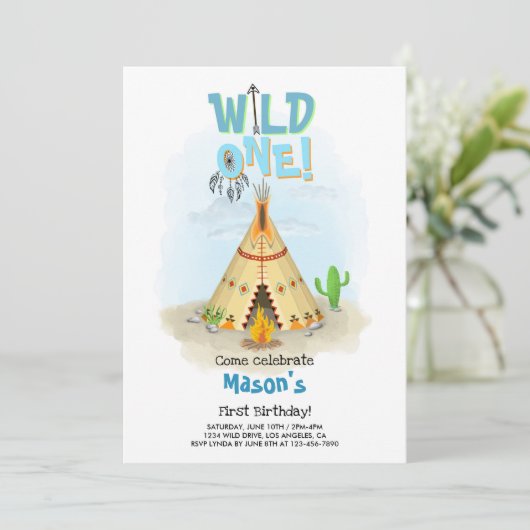 Wild One Tribal Tipi Boy Verjaardag Kaart (Staand voorkant)
