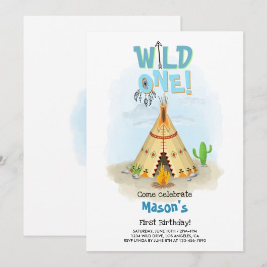 Wild One Tribal Tipi Boy Verjaardag Kaart (Voorkant / Achterkant)