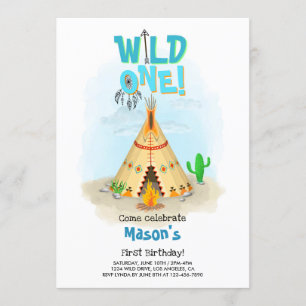 Wild One Tribal Tipi Boy Verjaardag Kaart
