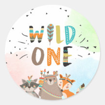 Wild One Tribal Woodland Animals Envelope Seal Boy