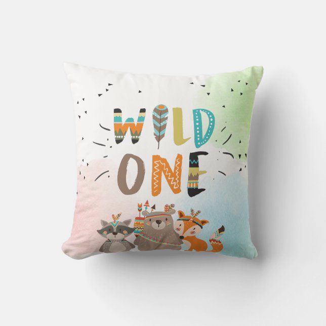 Wild One Tribal Woodland Animals Trow Kussen Jonge (Voorkant)
