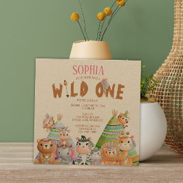 Wild One Tribal Woodland Safari Verjaardag Kaart