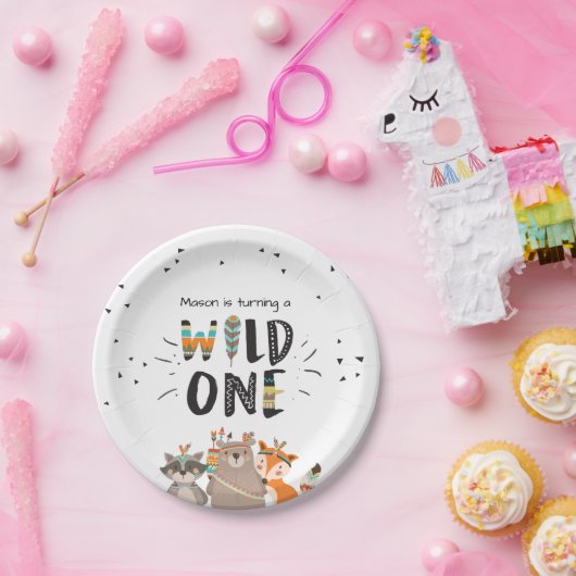 Wild One Tribal Woodland verjaardagspapier Borden Papieren Bordje (Feest)