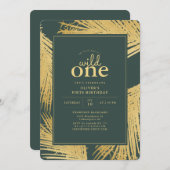 Wild One Tropical Donkergroen Verjaardagsfeest Kaart (Voorkant / Achterkant)