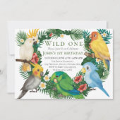 Wild One Tropical Exotic Parrots Boy 1st Birthday Kaart (Voorkant)