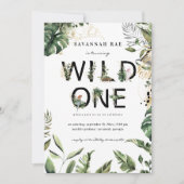 Wild One Tropical Greenery 1st Birthday Kaart (Voorkant)