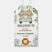 Wild One Tropical Jungle Animals Birthday Cadeaulabel (Voorkant)