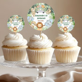 Wild One Tropical Jungle Animals Birthday Ronde Sticker