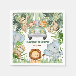Wild One Tropical Jungle Animals Birthday Servet