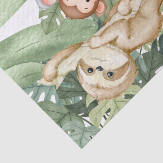 Wild One Tropical Jungle Animals Birthday Tissuepapier (Detail)