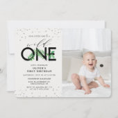 Wild One Tropical Modern 1st Birthday foto Kaart (Voorkant)