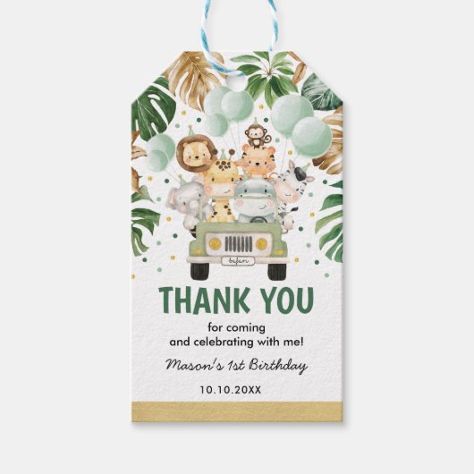 Wild One Tropical Oerwoud Animals Verjaardagsgunst Cadeaulabel (Voorkant)