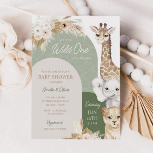 Wild One Tropical Oerwoud Boho Safari Baby shower Kaart