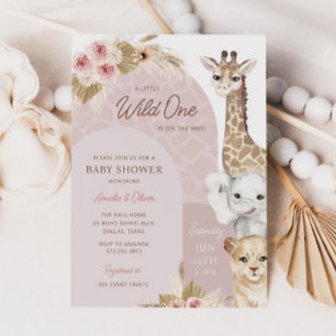 Wild One Tropical Oerwoud Boho Safari Baby shower Kaart