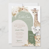 Wild One Tropical Oerwoud Boho Safari Baby shower Kaart (Voorkant)