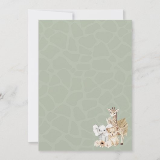 Wild One Tropical Oerwoud Boho Safari Baby shower Kaart (Achterkant)