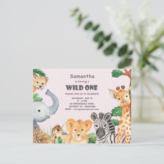 Wild One Tropical Oerwoud Camp 1e Verjaardagsuitno Briefkaart (Staand voorkant)