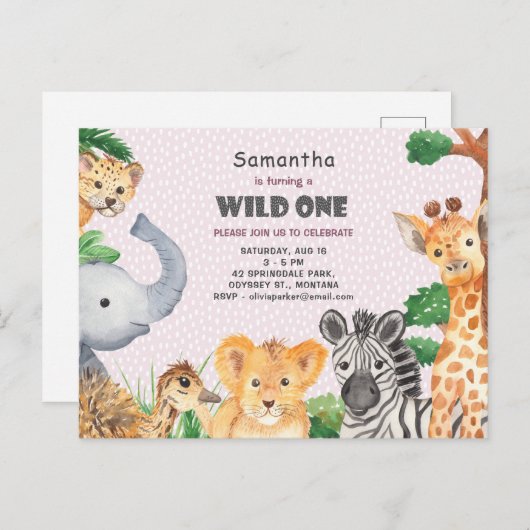 Wild One Tropical Oerwoud Camp 1e Verjaardagsuitno Briefkaart (Voorkant / Achterkant)